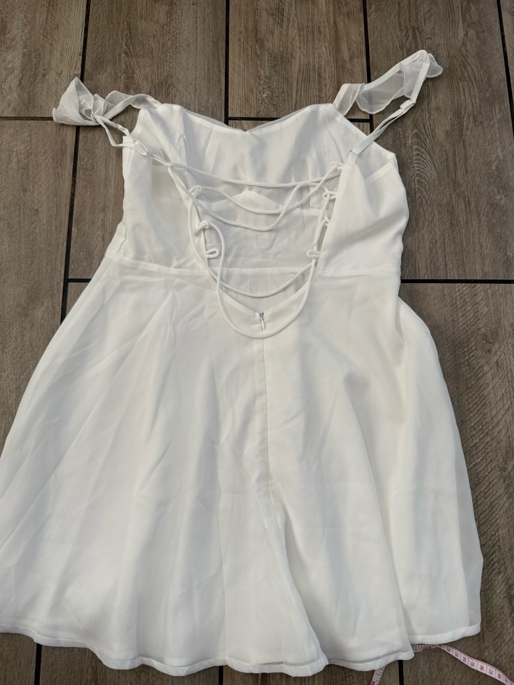White Ruffle Strap Mini Dress - Picture 4 of 6
